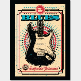 The Blues Vintage Style Guitar - TAN Posters and Art